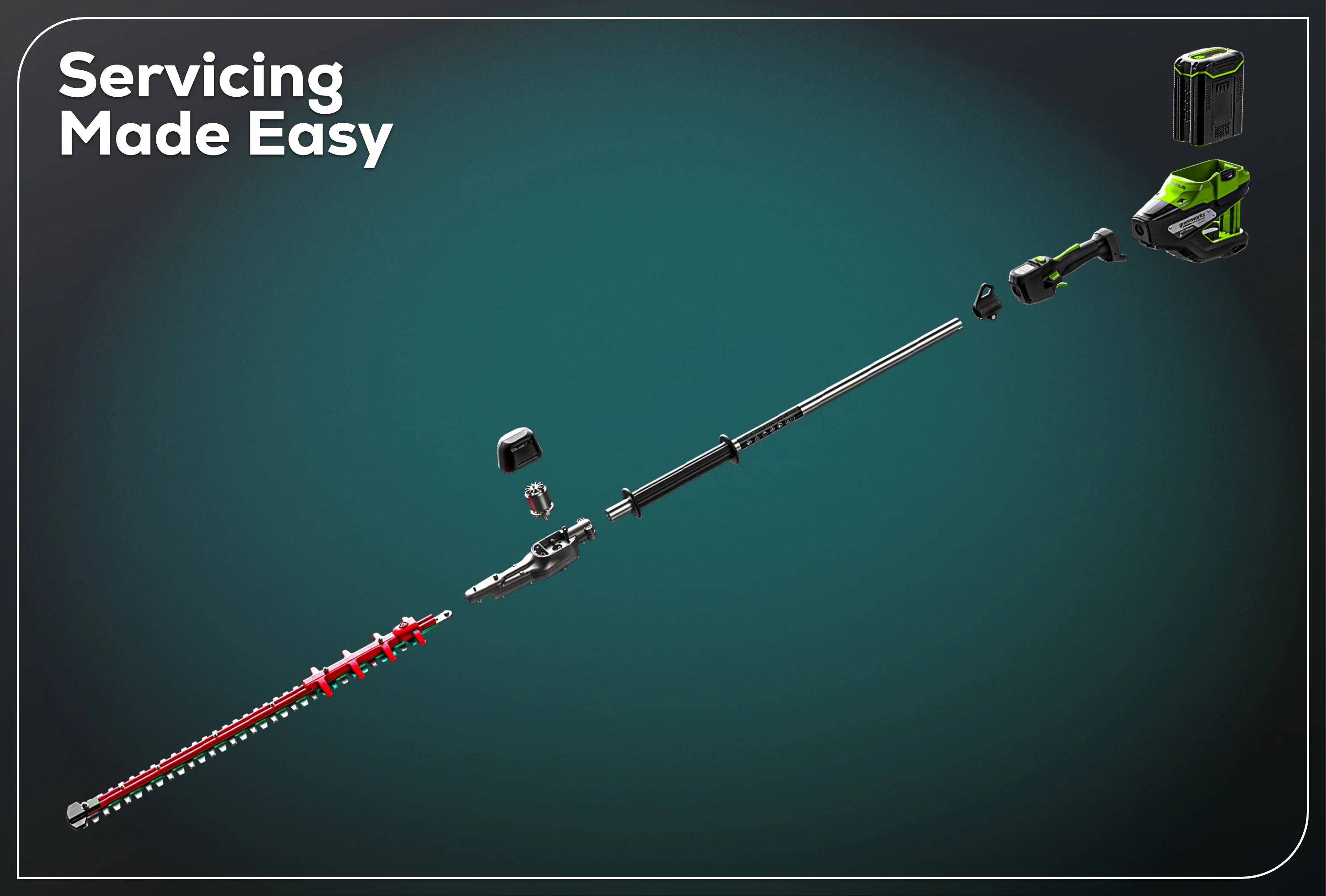 82V OPTIMUS 24" Short-Pole Hedge Trimmer with CORE300 Battery and Dual-Port Charger | PH302F-C3DP - Image 12