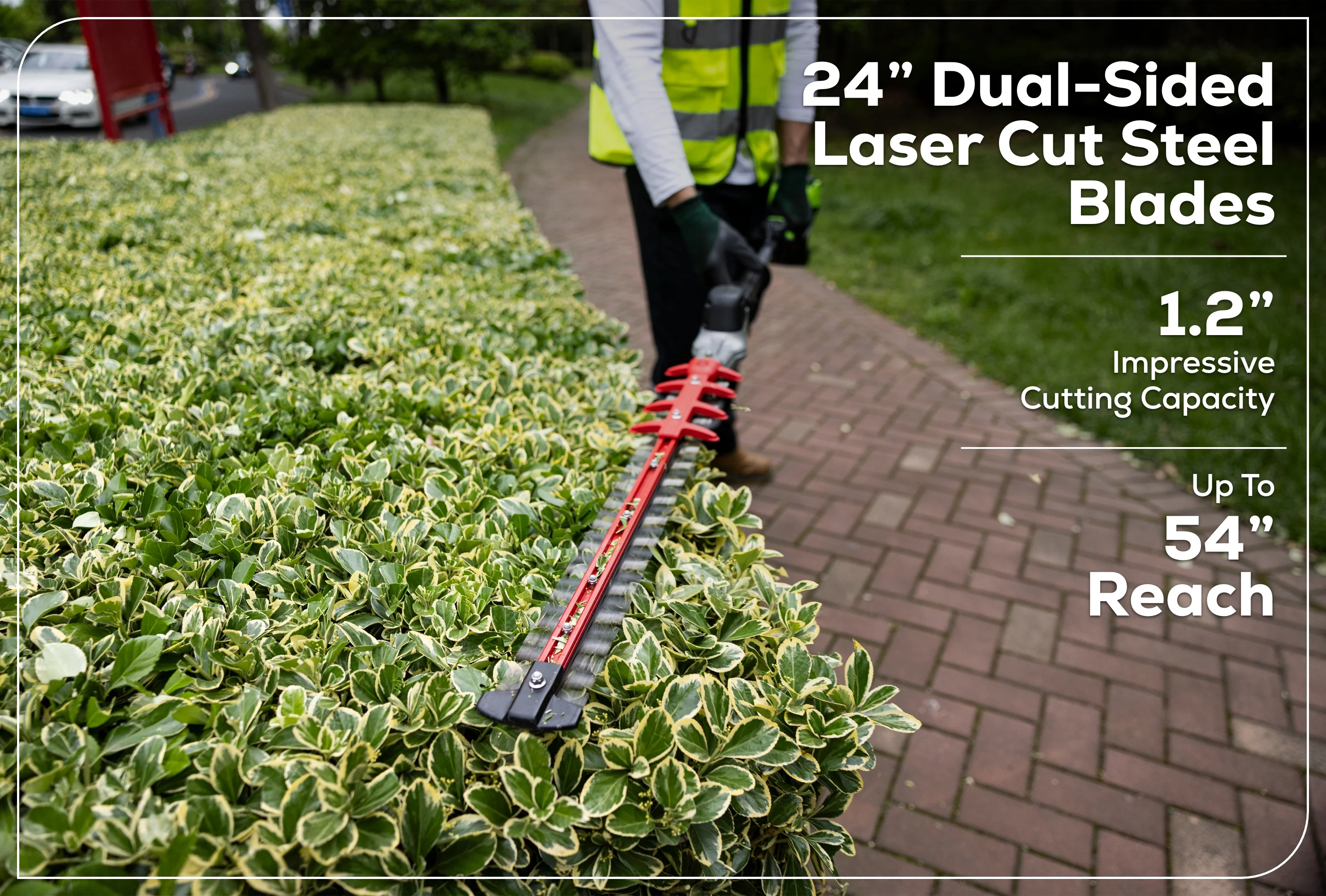 82V OPTIMUS 24" Short-Pole Hedge Trimmer with CORE300 Battery and Dual-Port Charger | PH302F-C3DP - Image 4